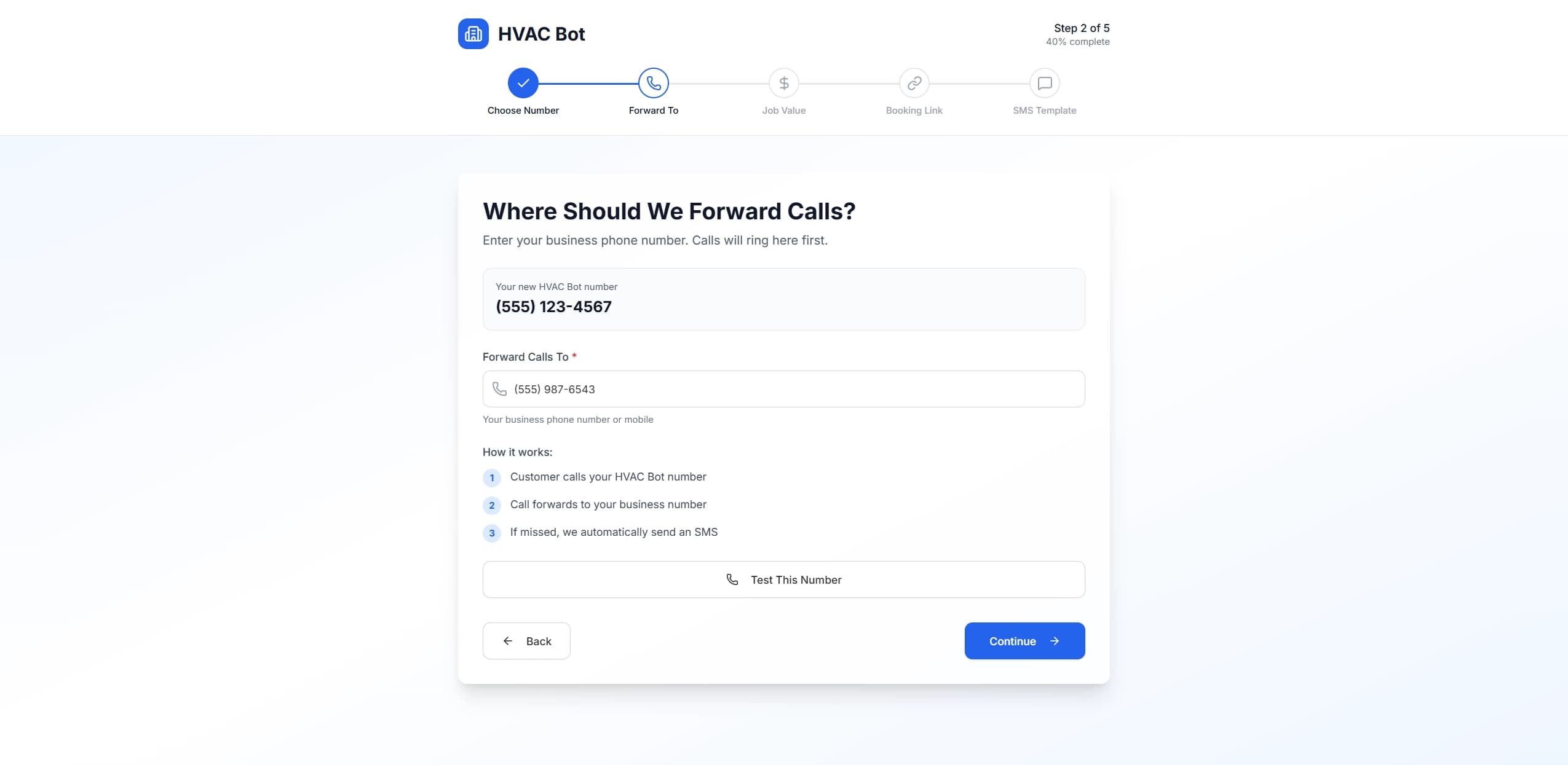 Set Call Forwarding – Answered calls ring your phone, missed calls get auto-texted