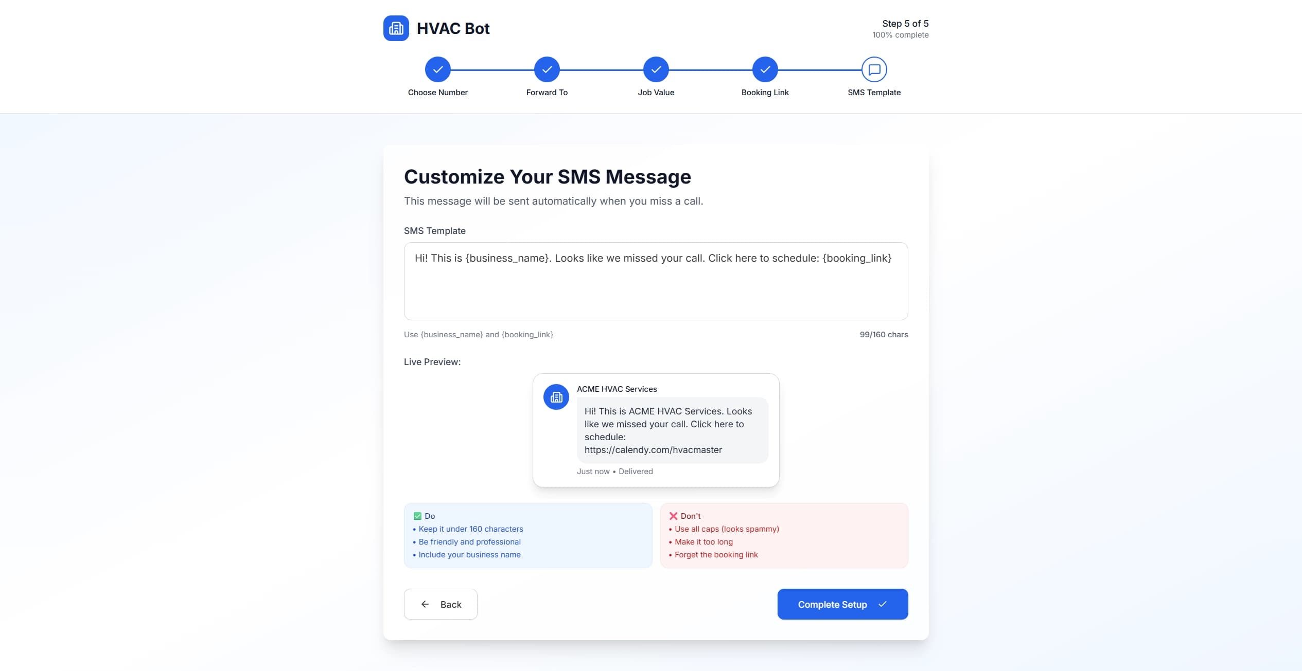Customize Auto-Reply – 'Emergency repair or tune-up?' sent automatically in 3 seconds